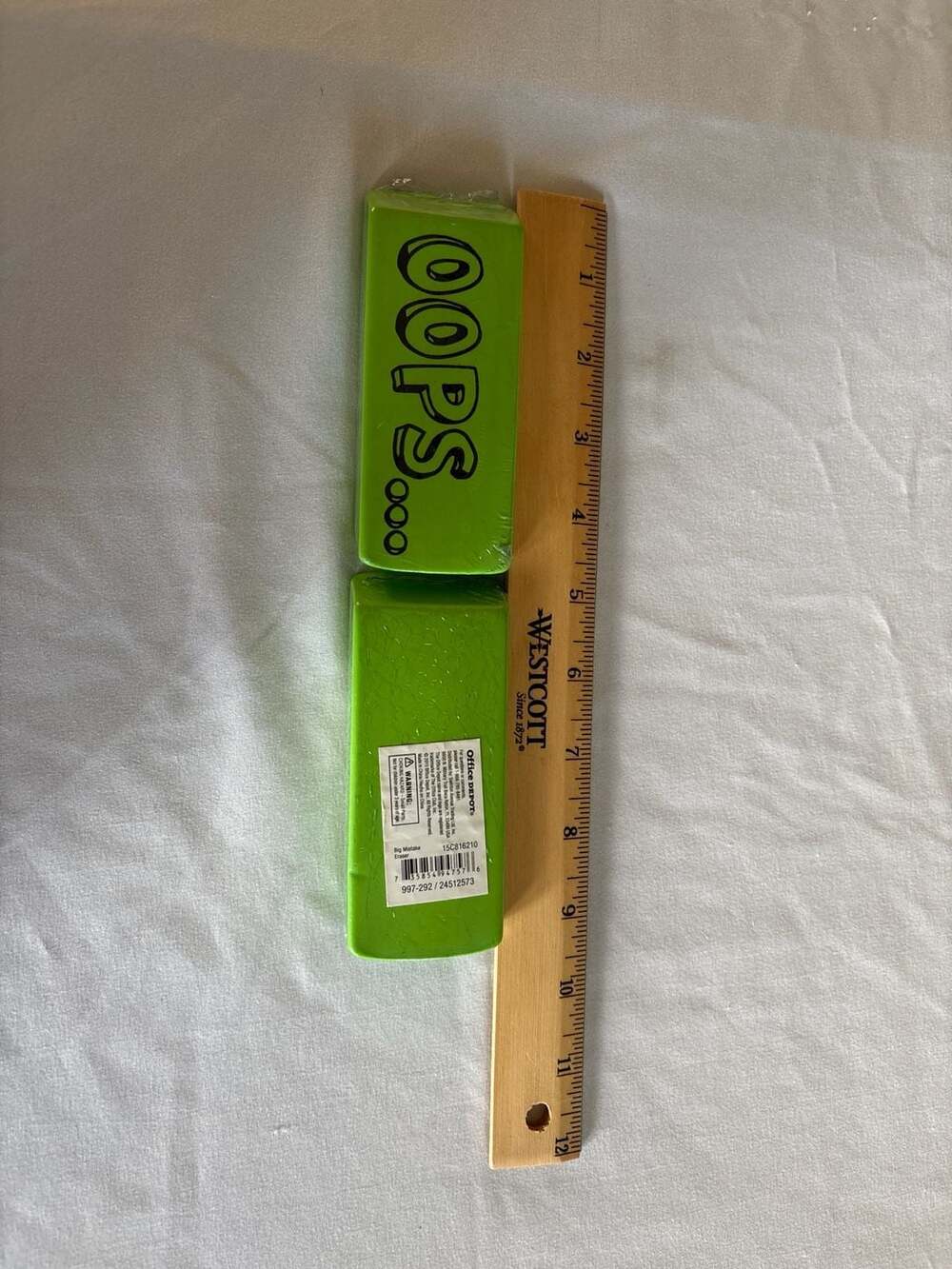 Office Depot Big Mistake Oversized Green Eraser 2-Pack